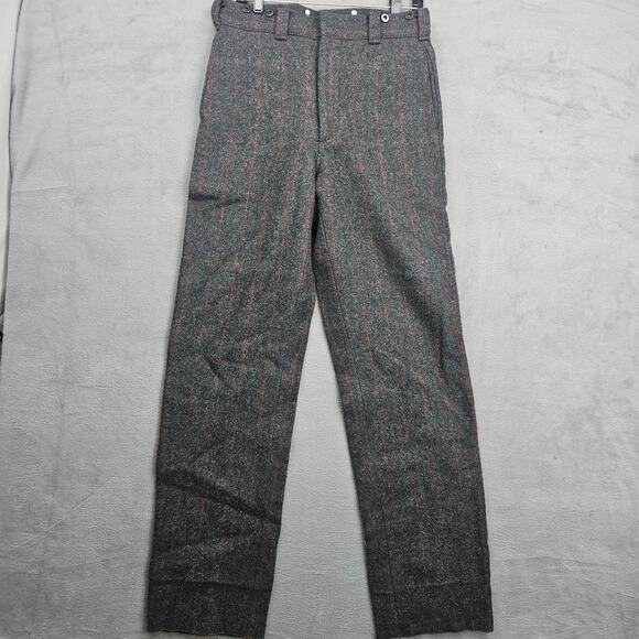 Vintage Woolrich Checkered Grey Thick Wool Hunting Pants Size 32 USA